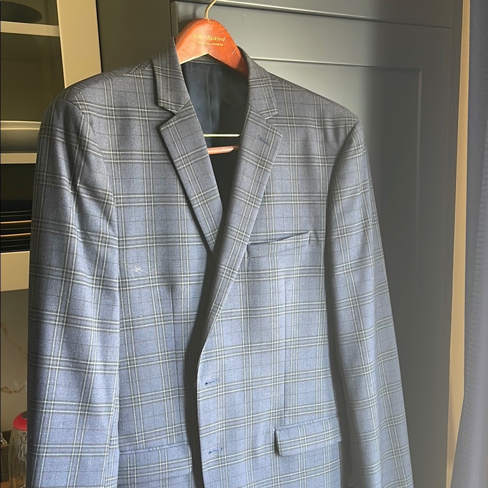 Van Heusen Gray Sport Coat with Windowpane Pattern